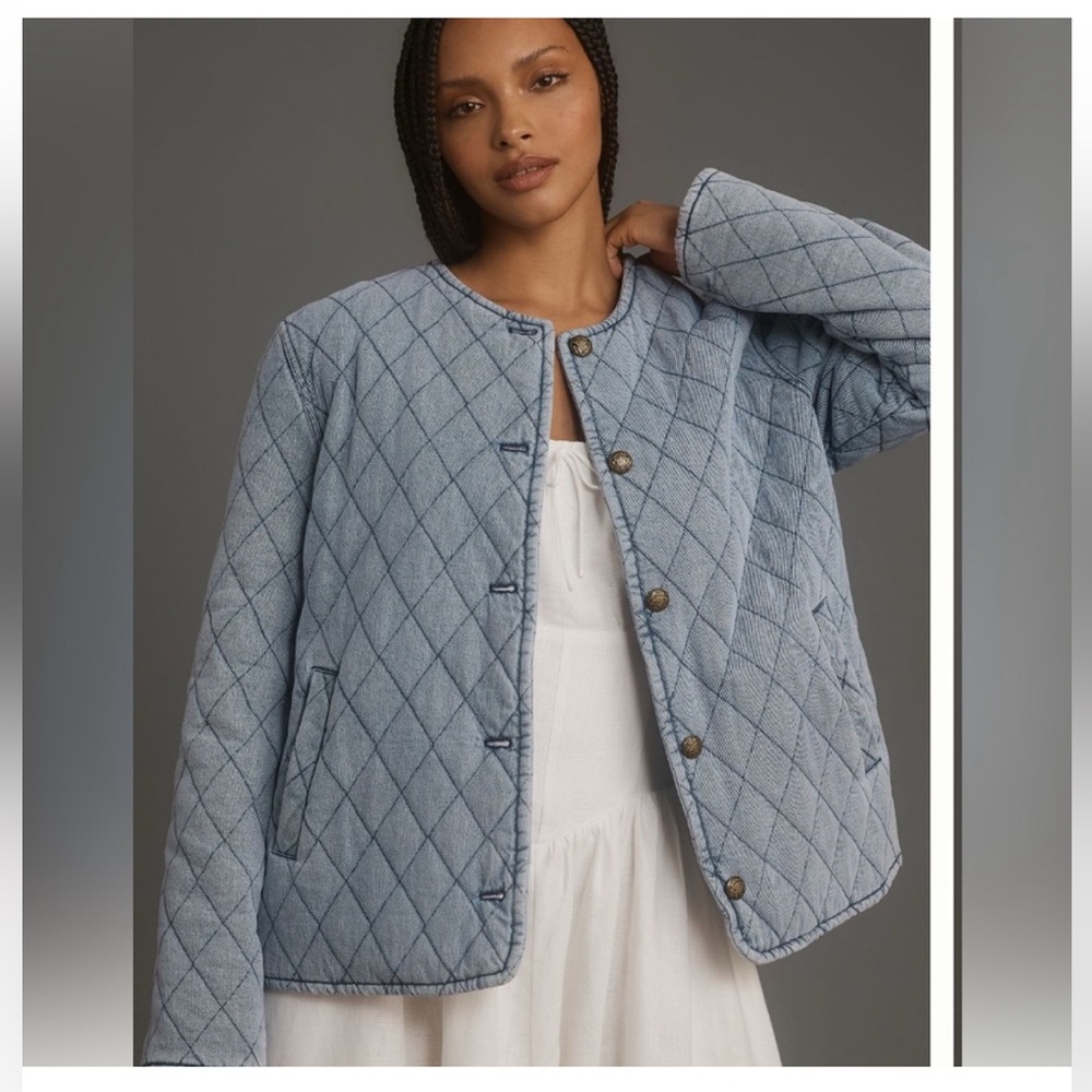 ANTHRPOLOGIE Quilted Denim Jacket